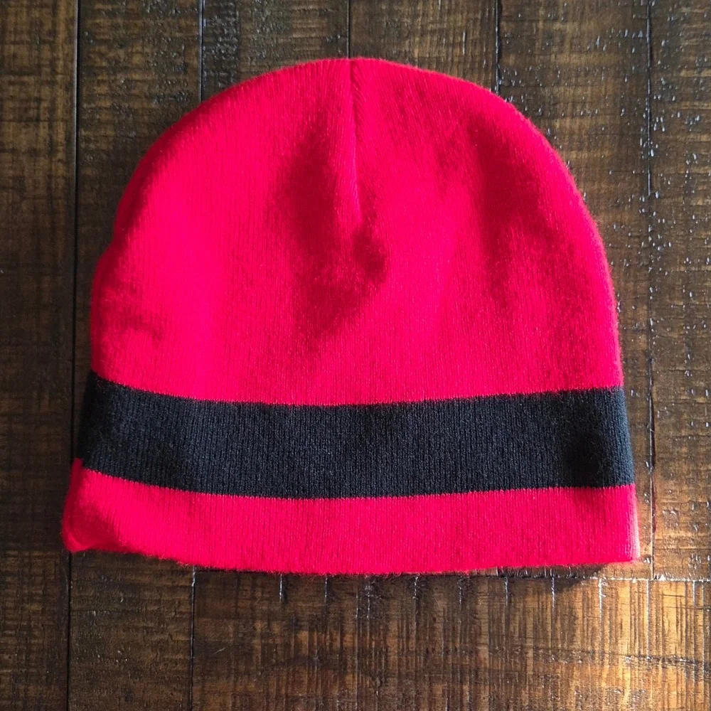 Superman DC Comics Red Black Knit Beanie Hat Toddler Y2K 2007 One Size Fits Most